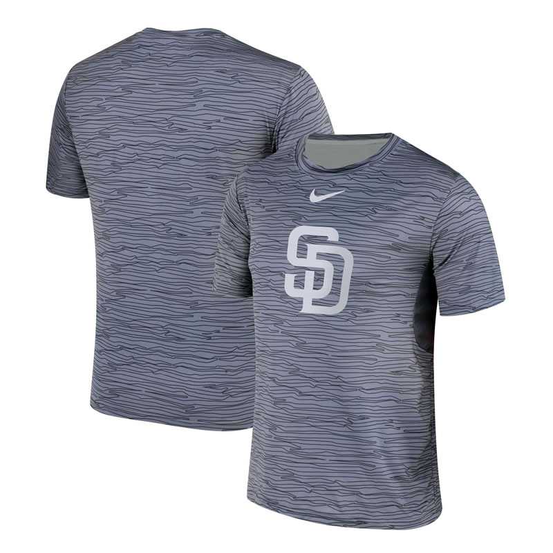 San Diego Padres Gray Black Striped Logo Performance T-Shirt,We sell and wholesale San Diego Padres Gray Black Striped Logo Performance T-Shirt on line form chian!